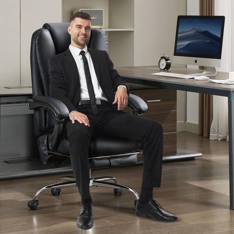 Comfortable Reclining Office Chair with Advanced Massage - Black