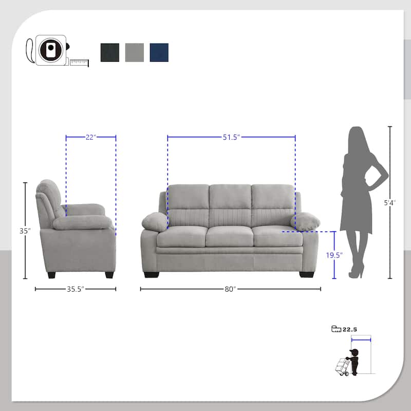 Onofre Fabric Living Room Sofa