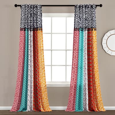 Lush Decor Boho Patch Window Curtain Panel Pair