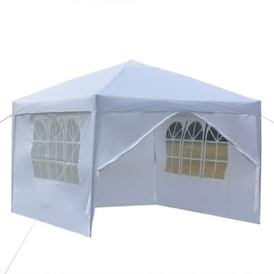 10x10FT Two Doors & Two Windows Practical Waterproof Right-Angle Folding Tent White - 10X10
