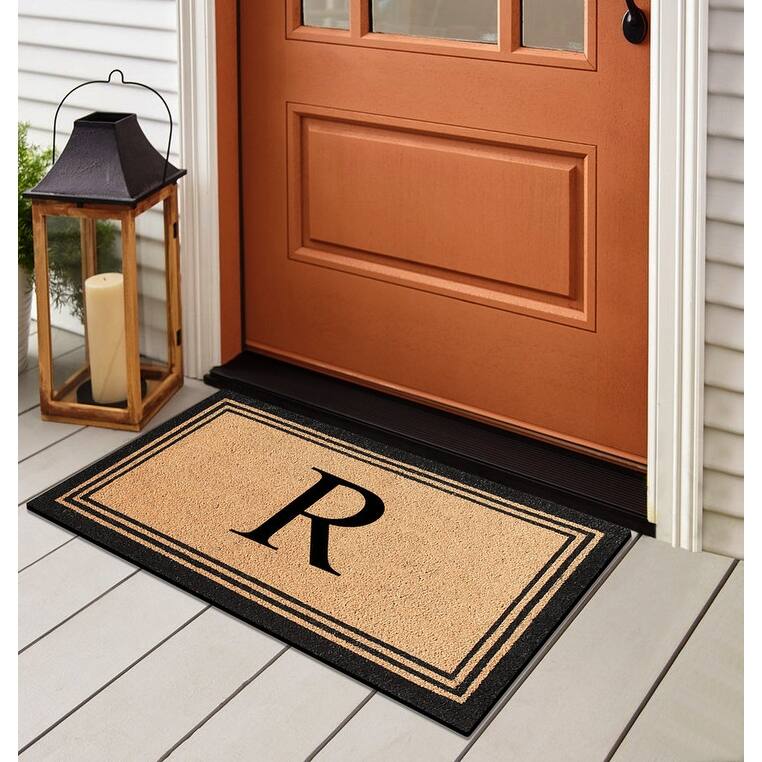 A1HC Natural Coir Monogrammed Heavy Duty PVC Backing Doormat