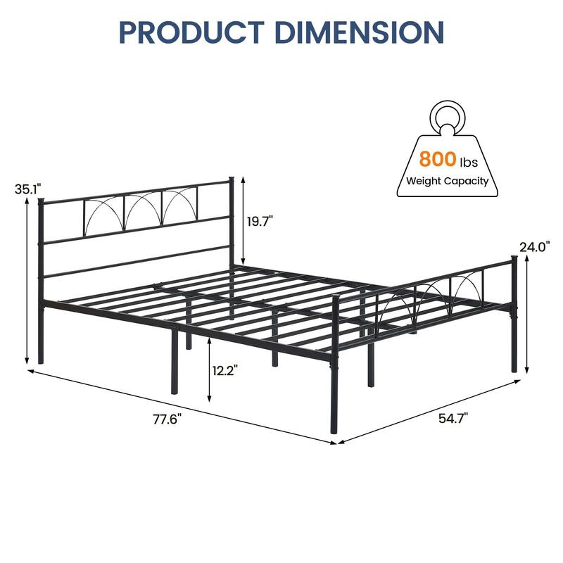 14 Inch Bed Frame with Headboard and Footboard
