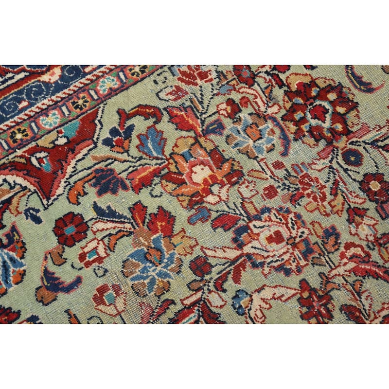 Hand Knotted Oriental 100% Wool Carpet Traditional Floral Green Mahal Area Rug - 11' 9'' X 8' 11''