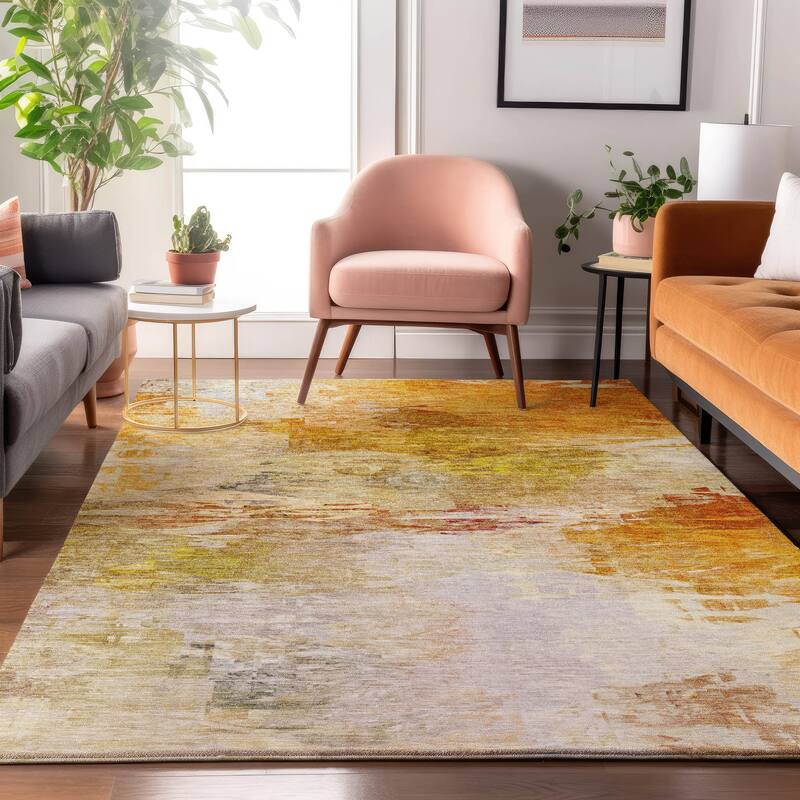 Premium Washable Super Soft Watercolor Mayfield Rug - Paprika - 2' 6" x 3' 10"