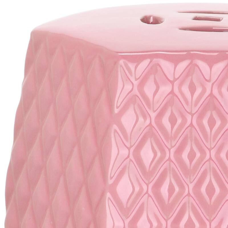 SAFAVIEH Kids Maribel Pink Diamonds Ceramic Decorative Garden Stool - Pink