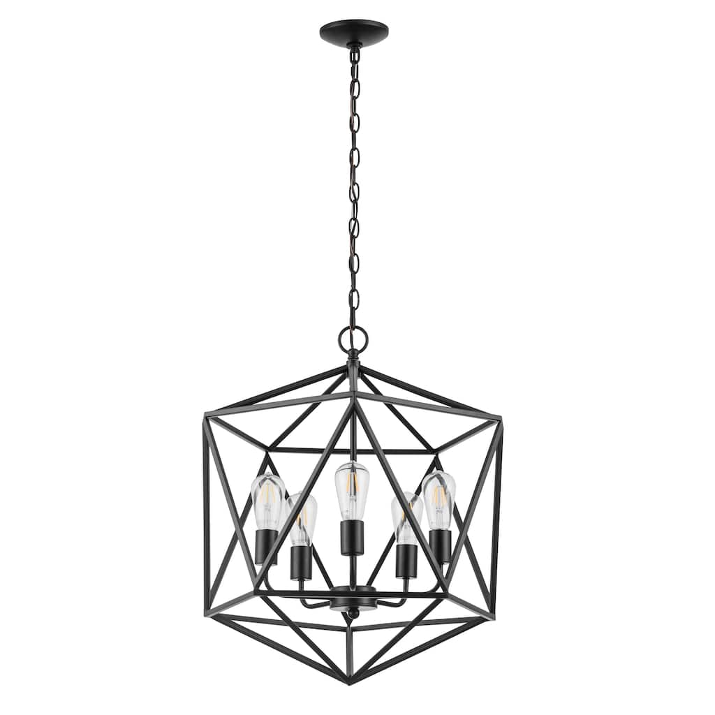 Prominence Home Heleo Matte Black Geometric Farmhouse Chandelier