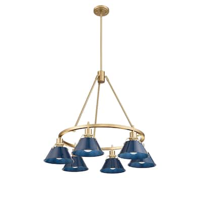 Orwell 6-Light Chandelier in Brushed Champagne Bronze with Matte Navy - Gold