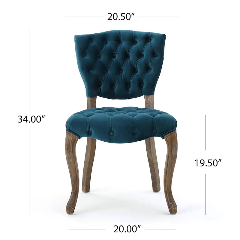 Bates Tufted Grey Fabric Dining Chairs (Set of 2)
