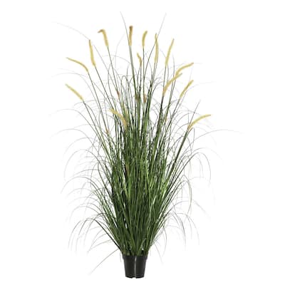 Vickerman 24" PVC Artificial Potted Green Foxtail Grass.