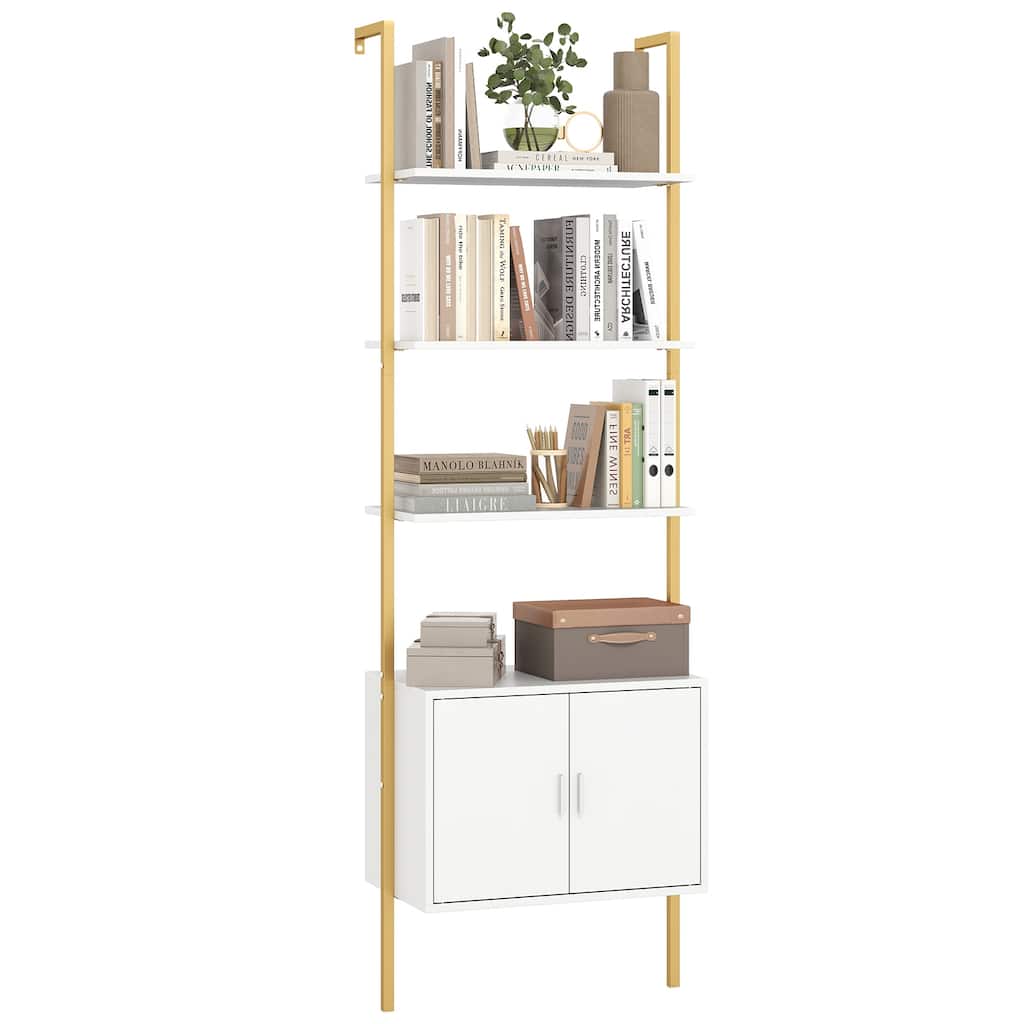 Gymax 72.5'' Tall Bookshelf 5 Tier Wall Mount Ladder Bookcase w/