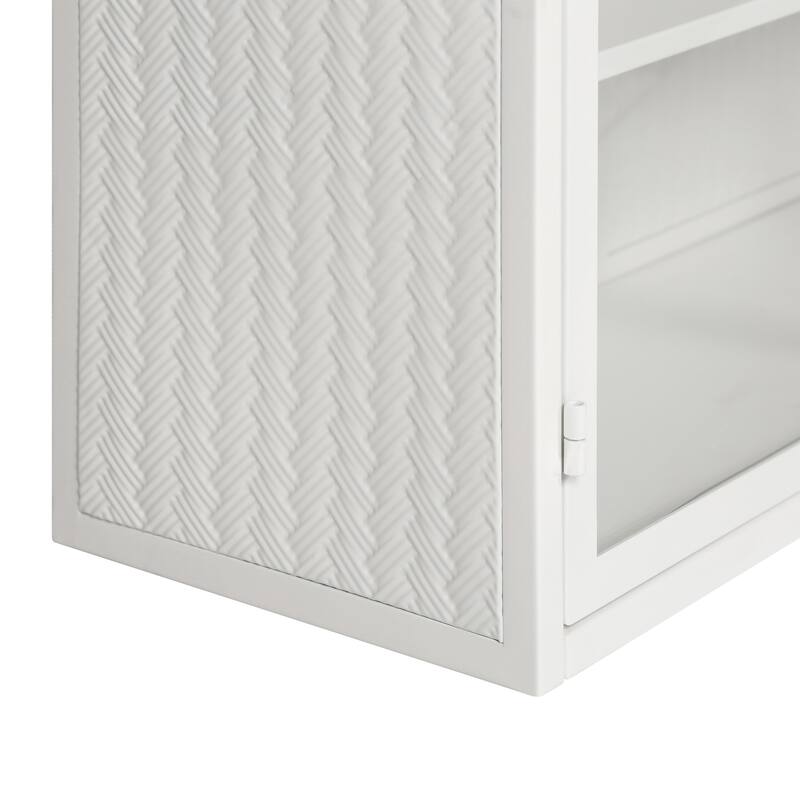27.56"Glass 2-Doors Wall Cabinet with Featuring 3-tier Storage