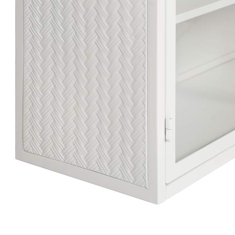 27.56"Glass Doors Modern Two-door Wall Cabinet with Featuring Three-tier Storage - N/A