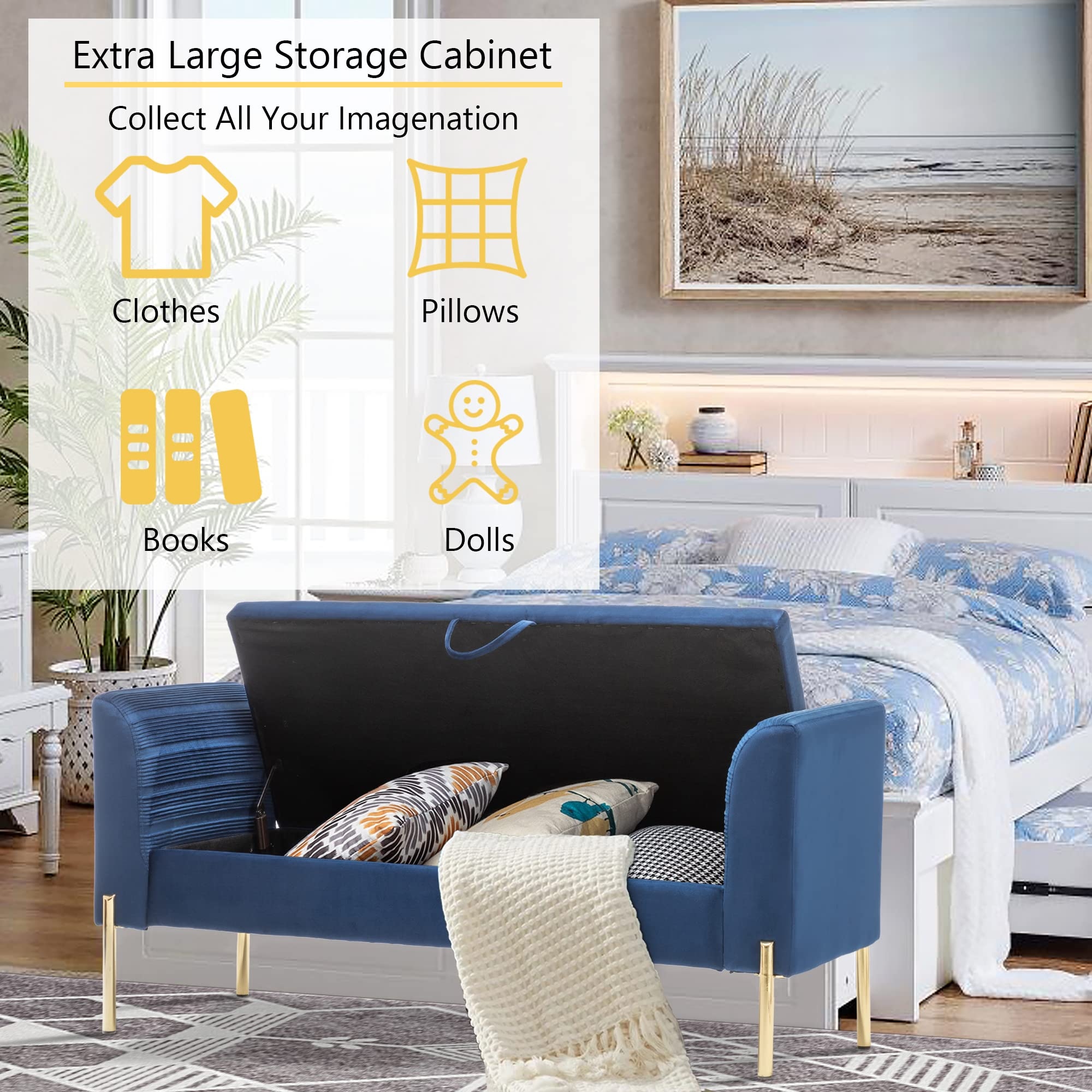 Extra large sales bedroom storage bench