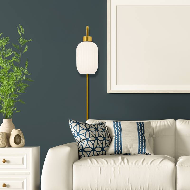 Adrienne River of Goods White Glass and Metal Retro Wall Sconce