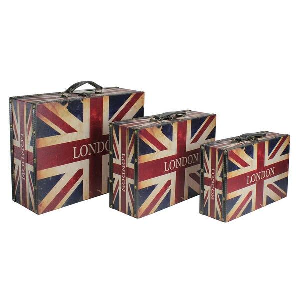 Shop Set Of 3 Rustic British Flag Decorative Wooden Storage Boxes