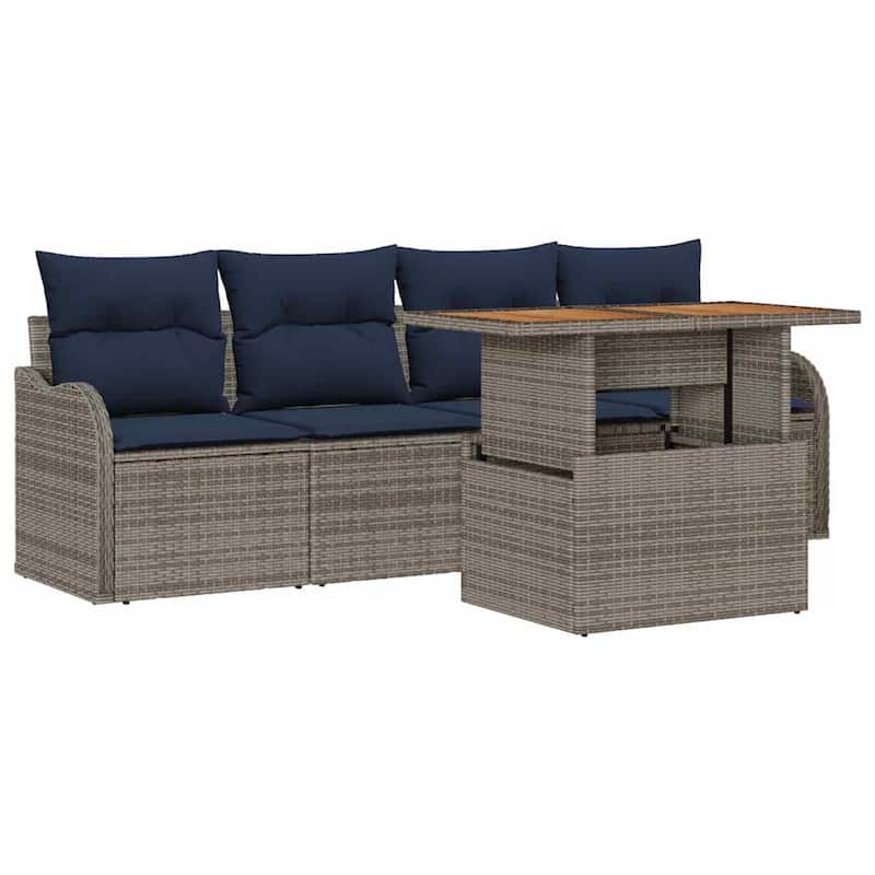 vidaXL 5 Piece Patio Sofa Set with Cushions - 90.9×24.4×27.2