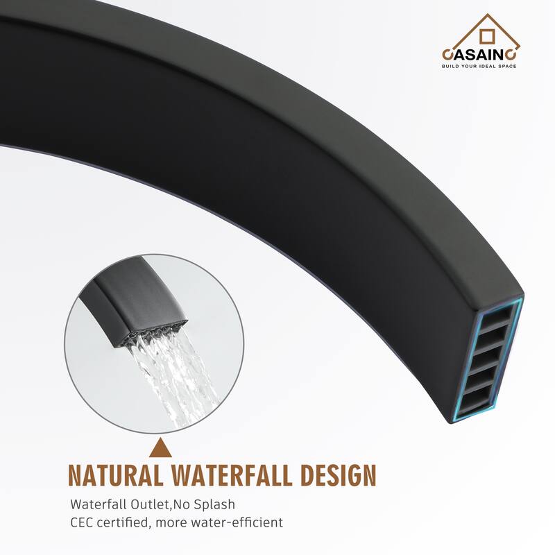 CASAINC Single-Handle Floor-Mounted Bathtub Faucet High Flow Bathroom Tub Filler with Hand Shower