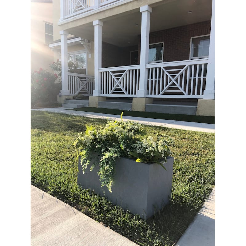 Durx-litecrete Lightweight Concrete Modern Long Cement Color Low Planter-Small - 23.2'x11.8'x12'