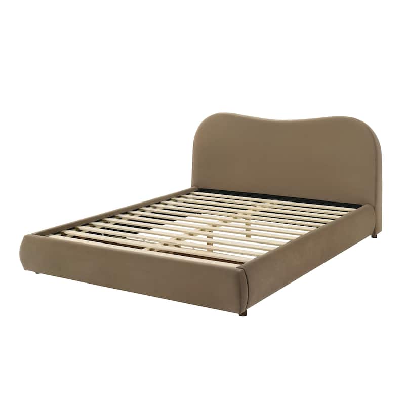 Furniture of America Niric Modern Fabric Upholstered Platform Bed with Storage Footboard