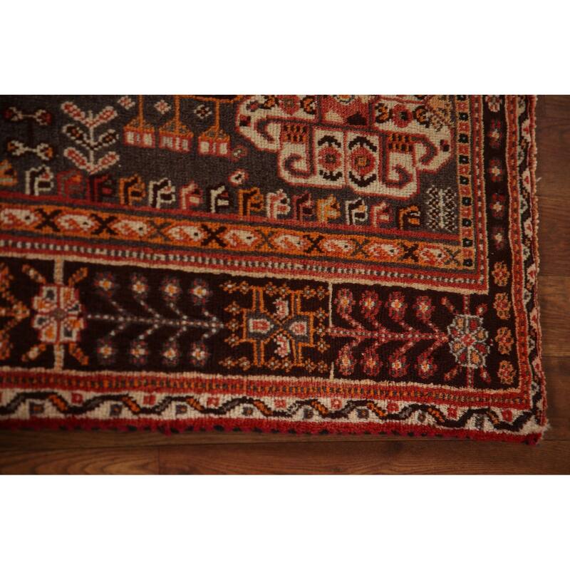 Shiraz Persian Vintage Area Rug Handmade Wool Carpet - 5'2"x 8'2"