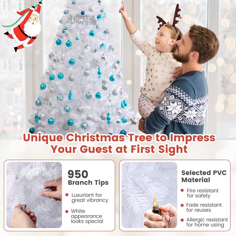 7 Feet White Christmas Tree with Solid Metal Legs
