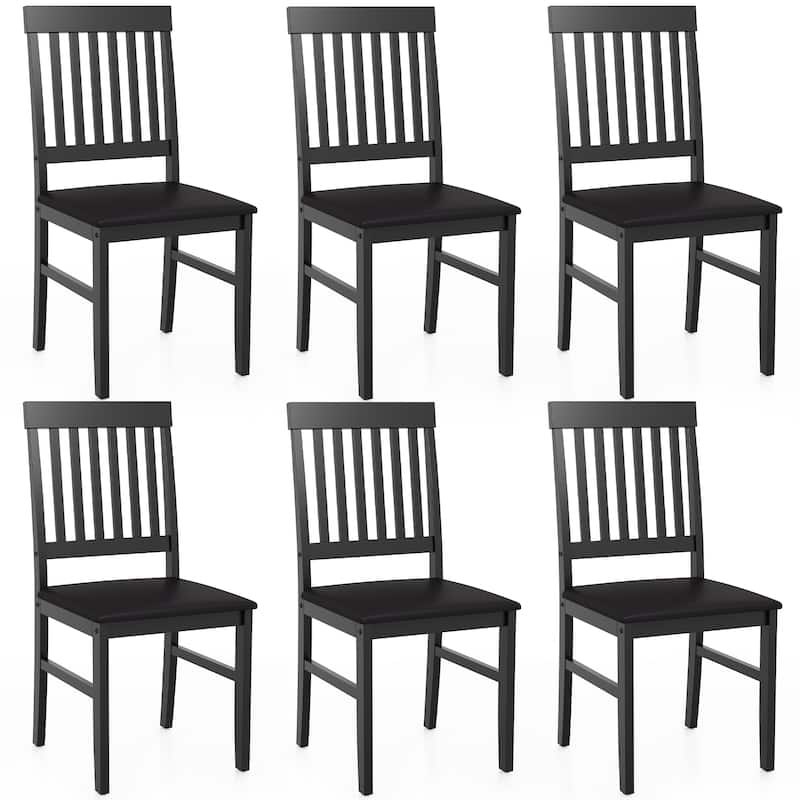 Rubber Wood Dining Chairs Set of 6 - Black