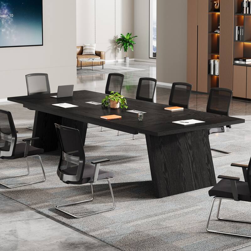 8FT Large Farmhouse Conference Table with Cable Management