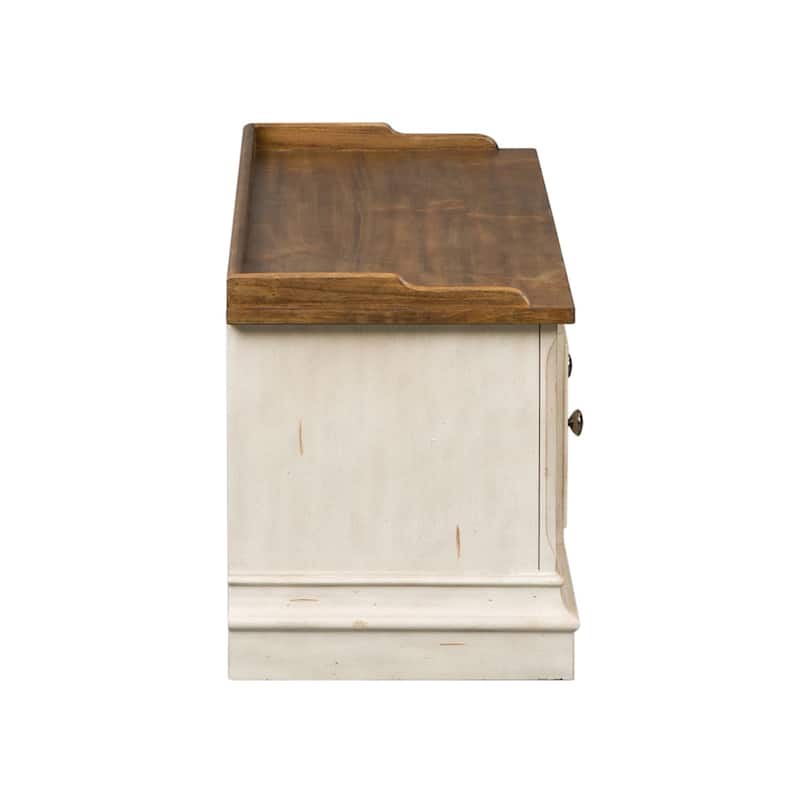 Morgan Creek Antique White Wire Brushed Tobacco Accents Storage Hall Bench