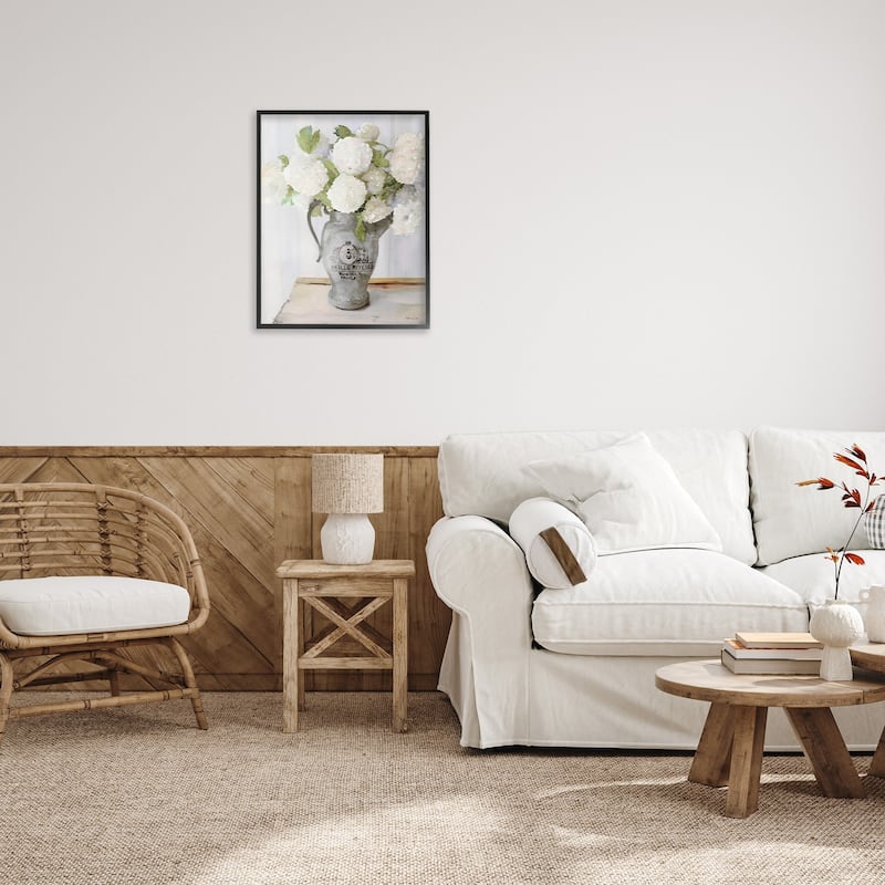 Stupell White Hydrangea in French Country Pitcher Still Life Framed Wall Art - Multi-Color