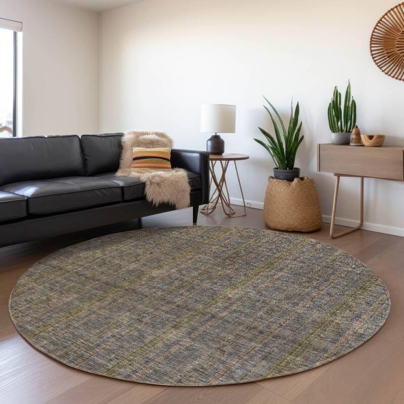 Machine Washable Indoor/ Outdoor Stripe Chantille Rug