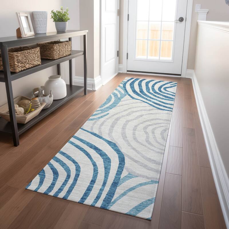 Premium Washable Super Soft Modern Mesmerize Mayfield Rug - Teal - 2' 3" x 7' 6" - Runner