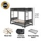 preview thumbnail 17 of 15, Black Twin over Twin Metal Bunk Bed with Trundle and Comfortable Guardrail