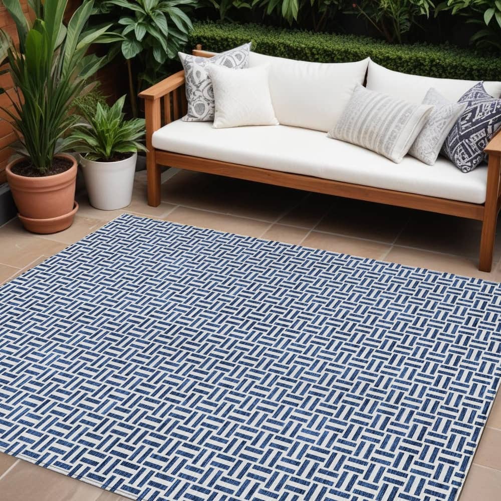 HomeRoots Geometric Transitional Rectangle Outdoor Rug