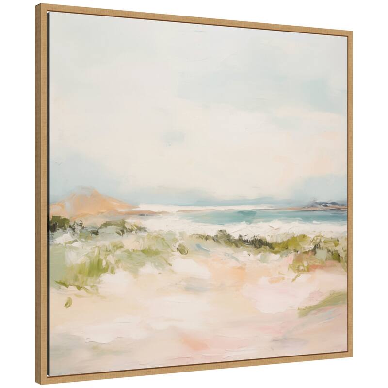 Kate and Laurel Tranquil Landscape III Square by Amy Lighthall Framed Canvas Wall Art Print - 30 x 30 - Natural