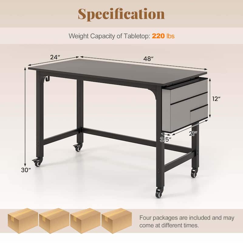 1/2/4PCS Conference Table Rolling Seminar Table Meeting Study Desk