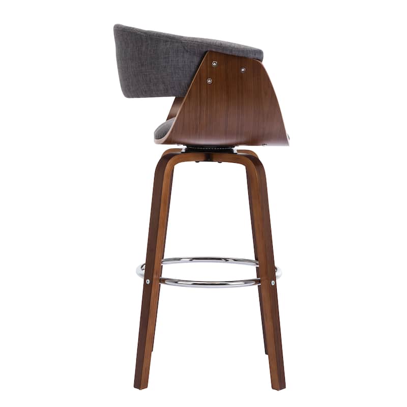 Porthos Home Swivel Bar Stool, Curved Back/Seat, Fabric Upholstery