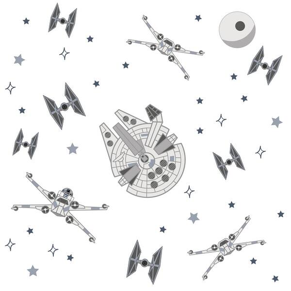 slide 2 of 4, Lambs & Ivy Star Wars Squadron X-Wing/Tie Fighter/Millennium Falcon Wall Decals
