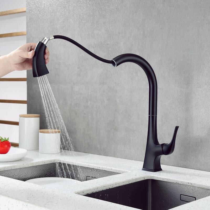 Luxier KTS20 Single Handle Pull Down Sprayer Kitchen Faucet