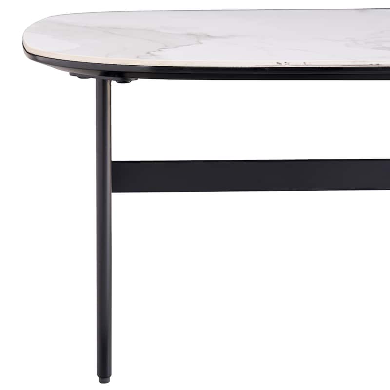 31.49" Ceramic Beam Coffee Table with Spacious Tabletop and Easy Assembly