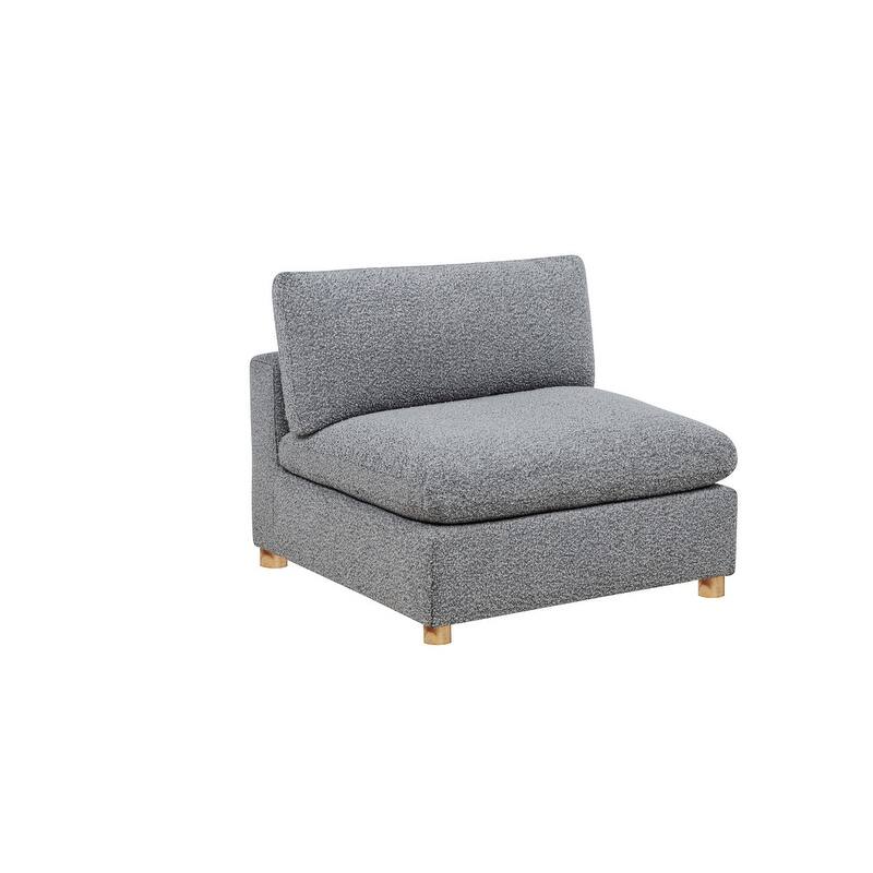 Best Quality Furniture 4-Piece Sectional Boucle Fabric - Rich Gray Armless Chair