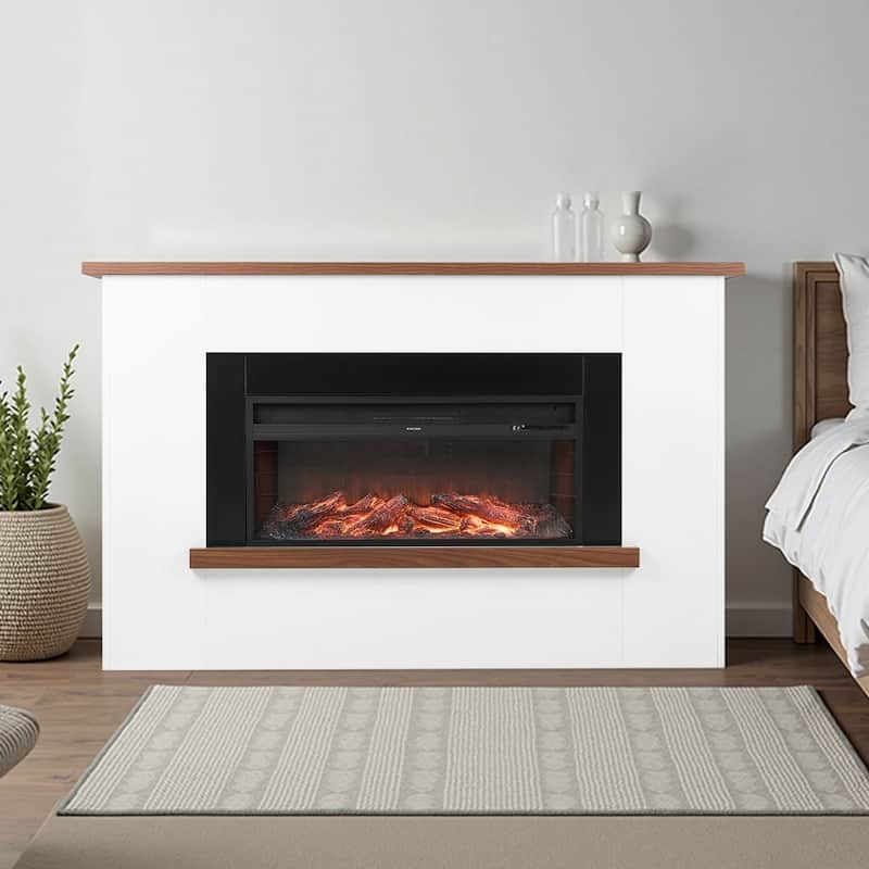 1500W Electric Fireplace Heater with Adjustable Flame Brightness and Infrared Heat Remote Control