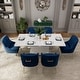 preview thumbnail 61 of 65, 7-Piece Clihome High-gloss Extendable Table Velvet Chair Dining Set