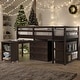 preview thumbnail 16 of 49, Low Study Twin Loft Bed with Cabinet and Rolling Portable Desk, White Espresso