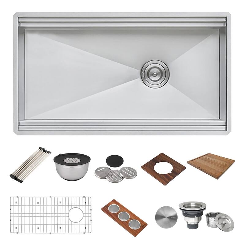 Ruvati 39-inch Workstation Dual Tier Kitchen Sink Undermount 16 Gauge Stainless Steel - RVH8299 - 39" x 19″