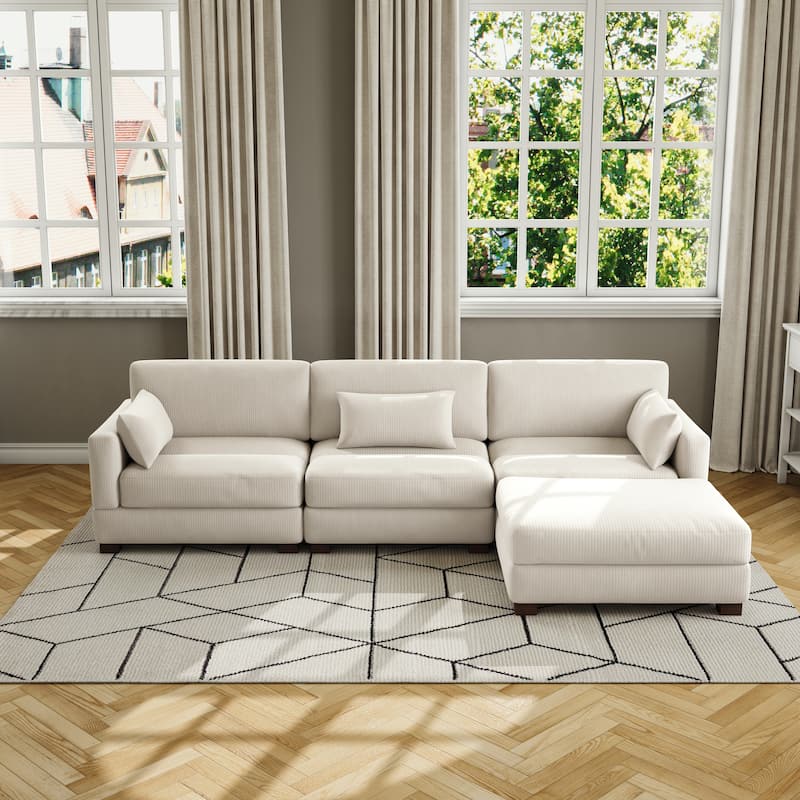 Corduroy Upholstered Modular Sectional Sofa for Living Room