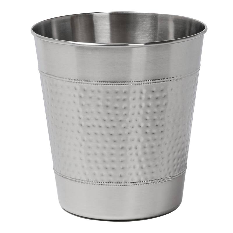 happimess Riley Hammered Steel Accent 2-Gallon Wastebasket - Brushed Steel - Single