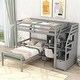 preview thumbnail 1 of 7, Gray Twin Pine Loft Bunk Bed with Storage Staircase, Desk, Shelves, Drawers Gray