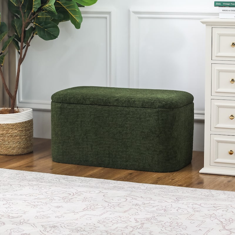 Adeco Storage Ottoman Bench, 31" Storage Bench for Bedroom Living Room