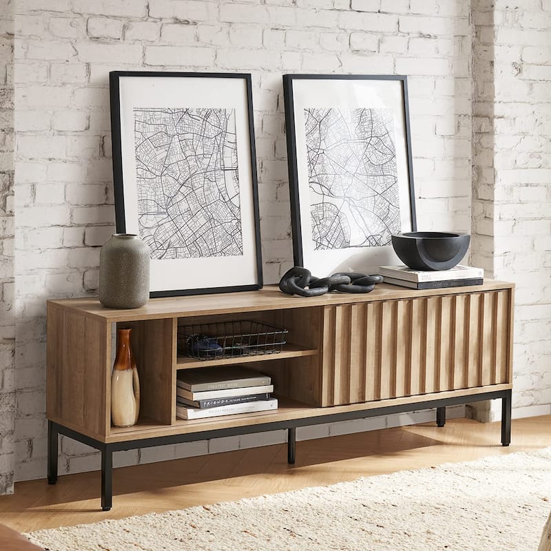 Mopio Norwin Modern Industrial 64” TV Stand - Oak