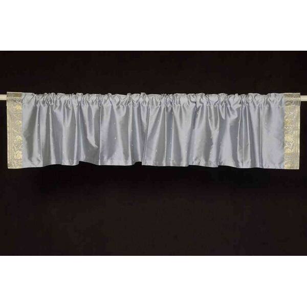 slide 1 of 1, Gray - Rod Pocket Top It Off handmade Sari Valance - Pair 43 X 15 Inches (109 X 38 cms)